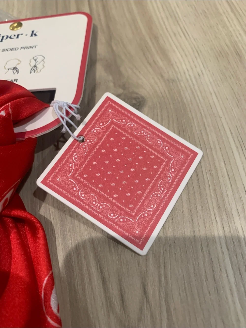 Piper K Red Paisley Bandana Scrunchie and Scarf Set